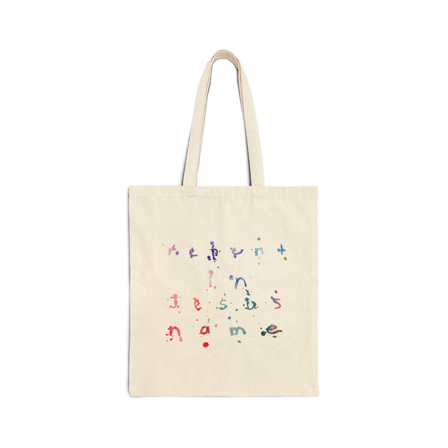 Repent In Jesus Name Painted Canvas Cotton Tote Bag