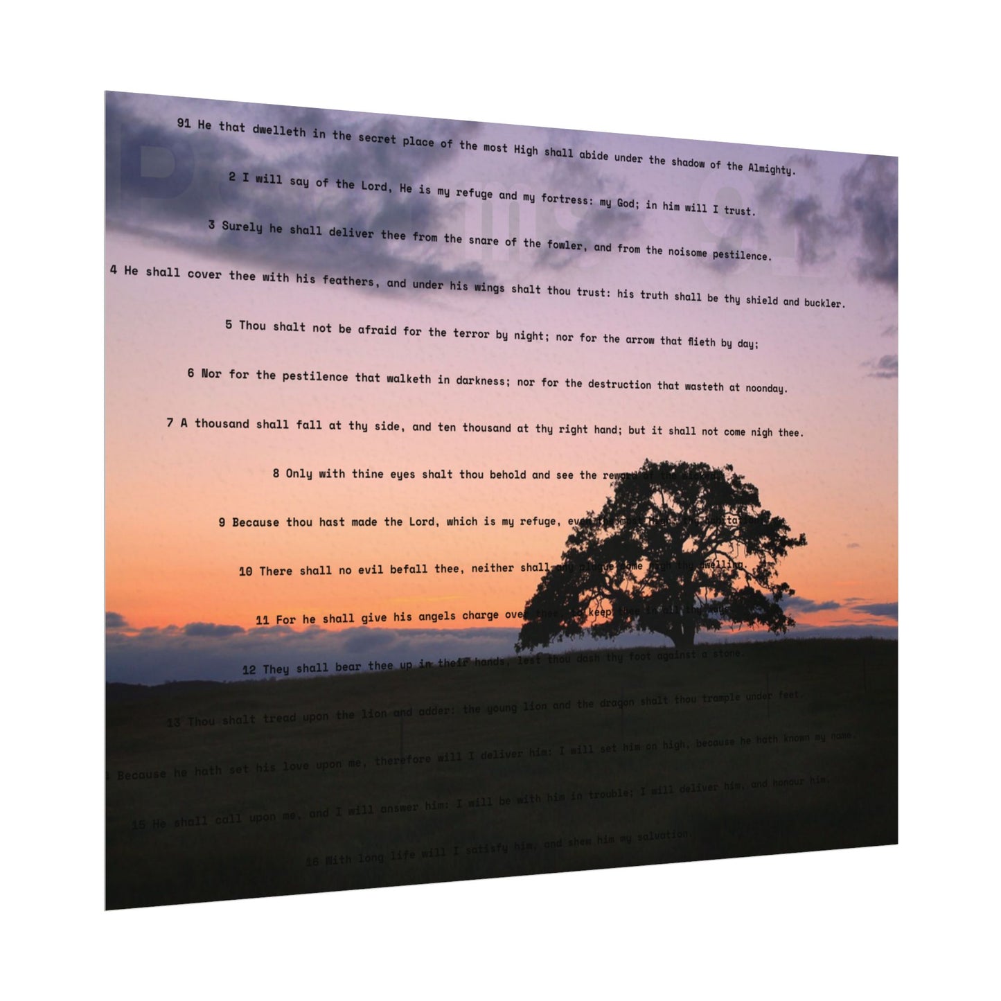 Psalms 91 [Textured Watercolor Matte Poster]