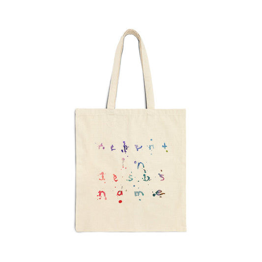 Repent In Jesus Name Painted Canvas Cotton Tote Bag
