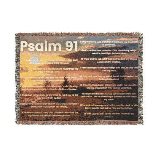 Psalm 91 Woven Cotton Blanket